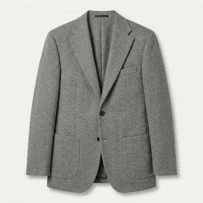 Men's Wool-Blend Herringbone Two-Button Blazer – Light Gray