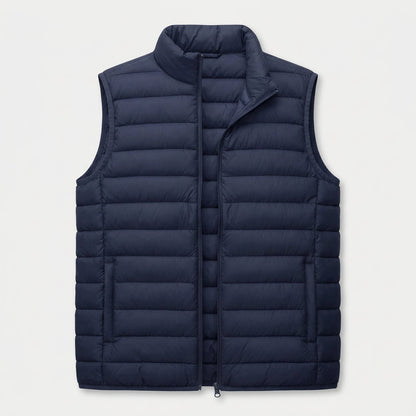 Men's Quilted Lightweight Puffer Vest – Full-Zip, Navy Blue