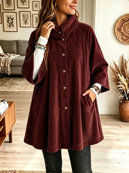 Women's Oversized Corduroy Stand Collar Coat