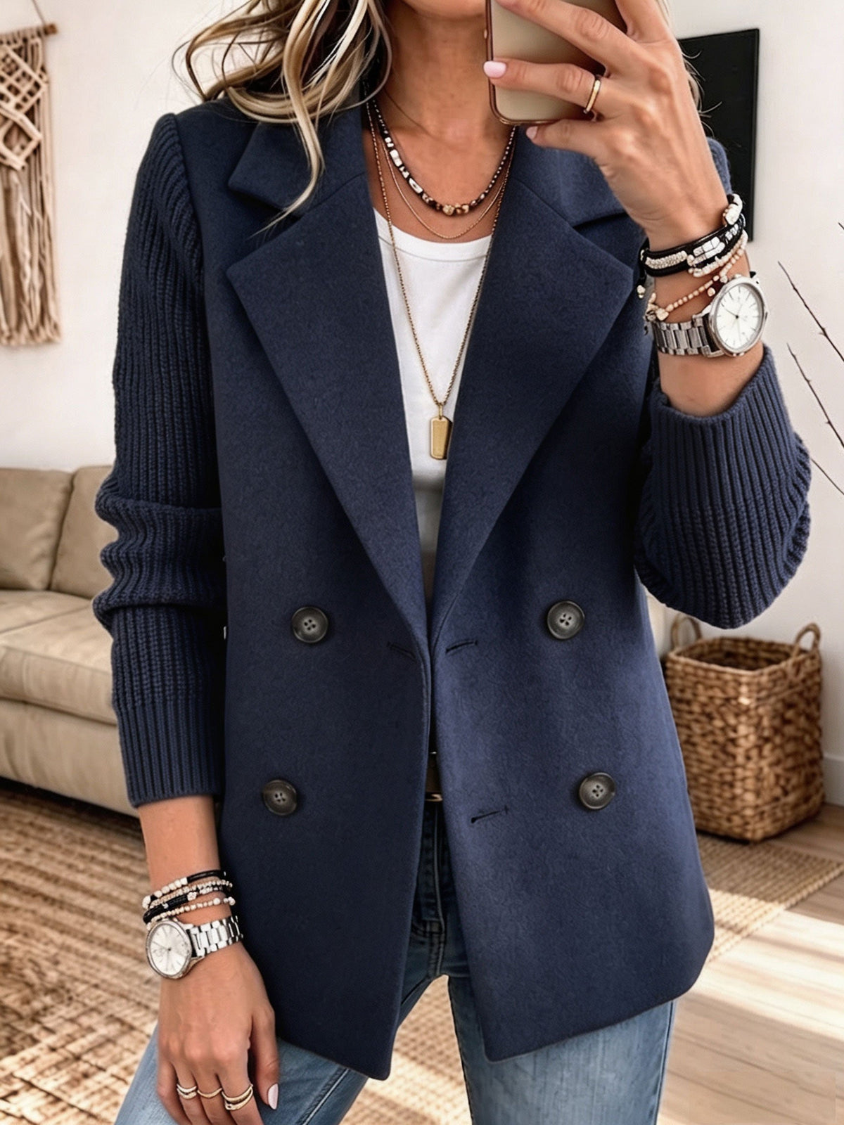 Women's Wool-Blend Double-Breasted Blazer