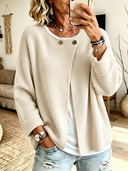 Women's Ribbed Knit Asymmetrical Cardigan