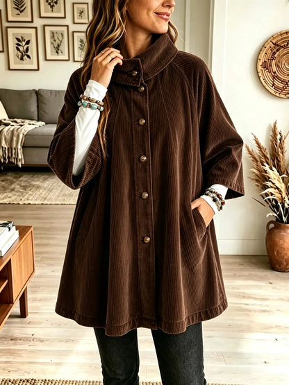 Women's Oversized Corduroy Stand Collar Coat