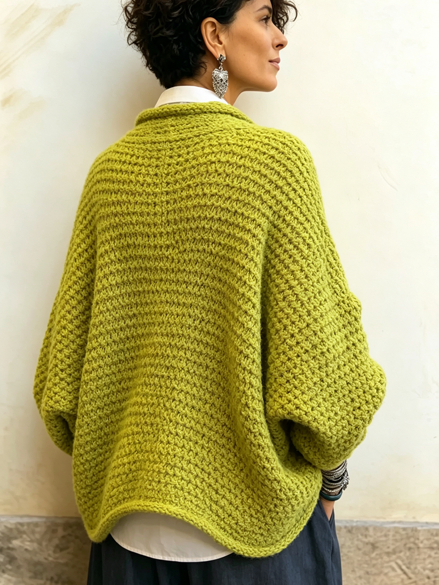 Women's Cotton-Blend Crossover V-Neck Batwing Sweater