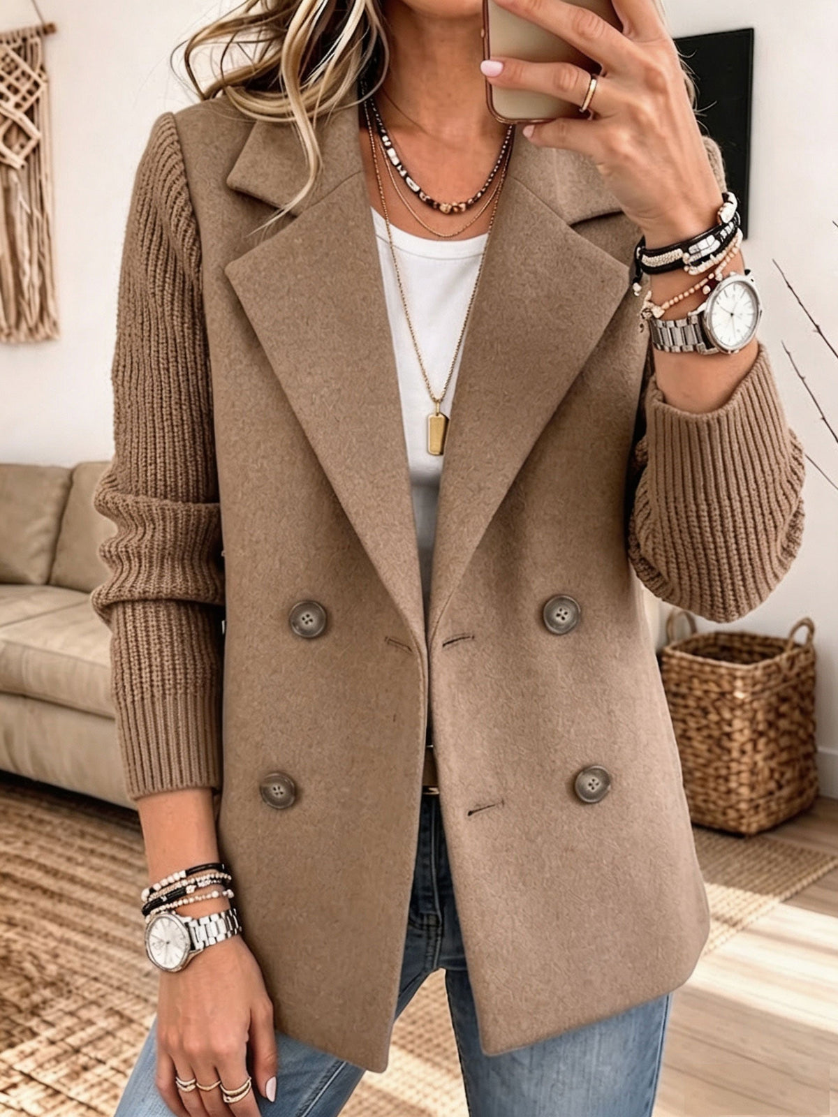 Women's Wool-Blend Double-Breasted Blazer