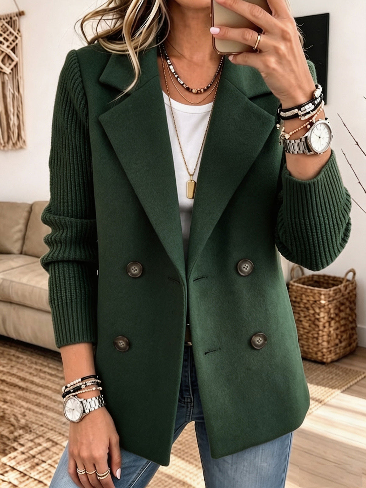Women's Wool-Blend Double-Breasted Blazer
