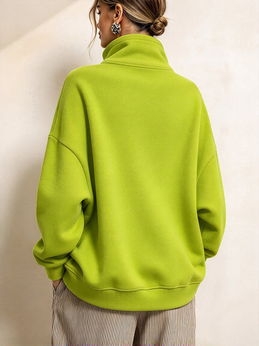 Women's Cotton-Blend Asymmetric High-Neck Sweatshirt
