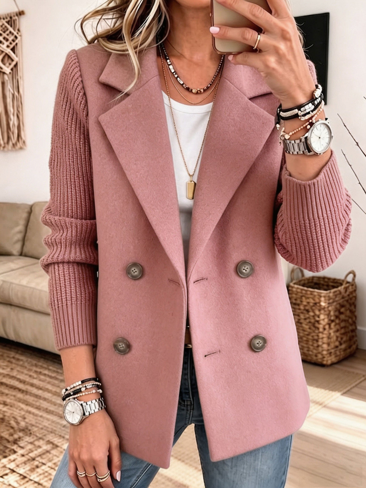 Women's Wool-Blend Double-Breasted Blazer