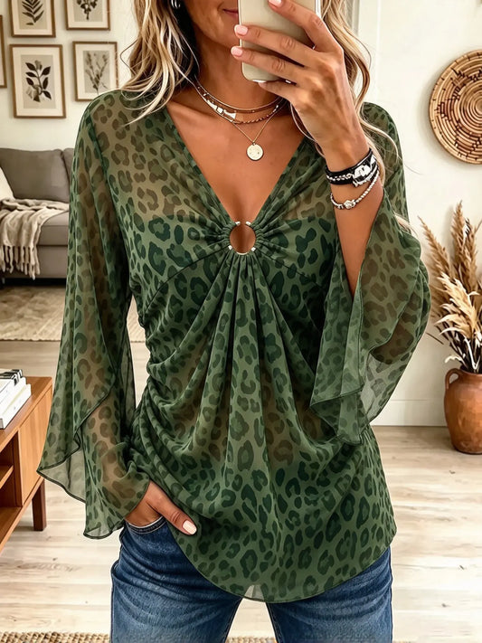 Women's Leopard Print Chiffon Blouse