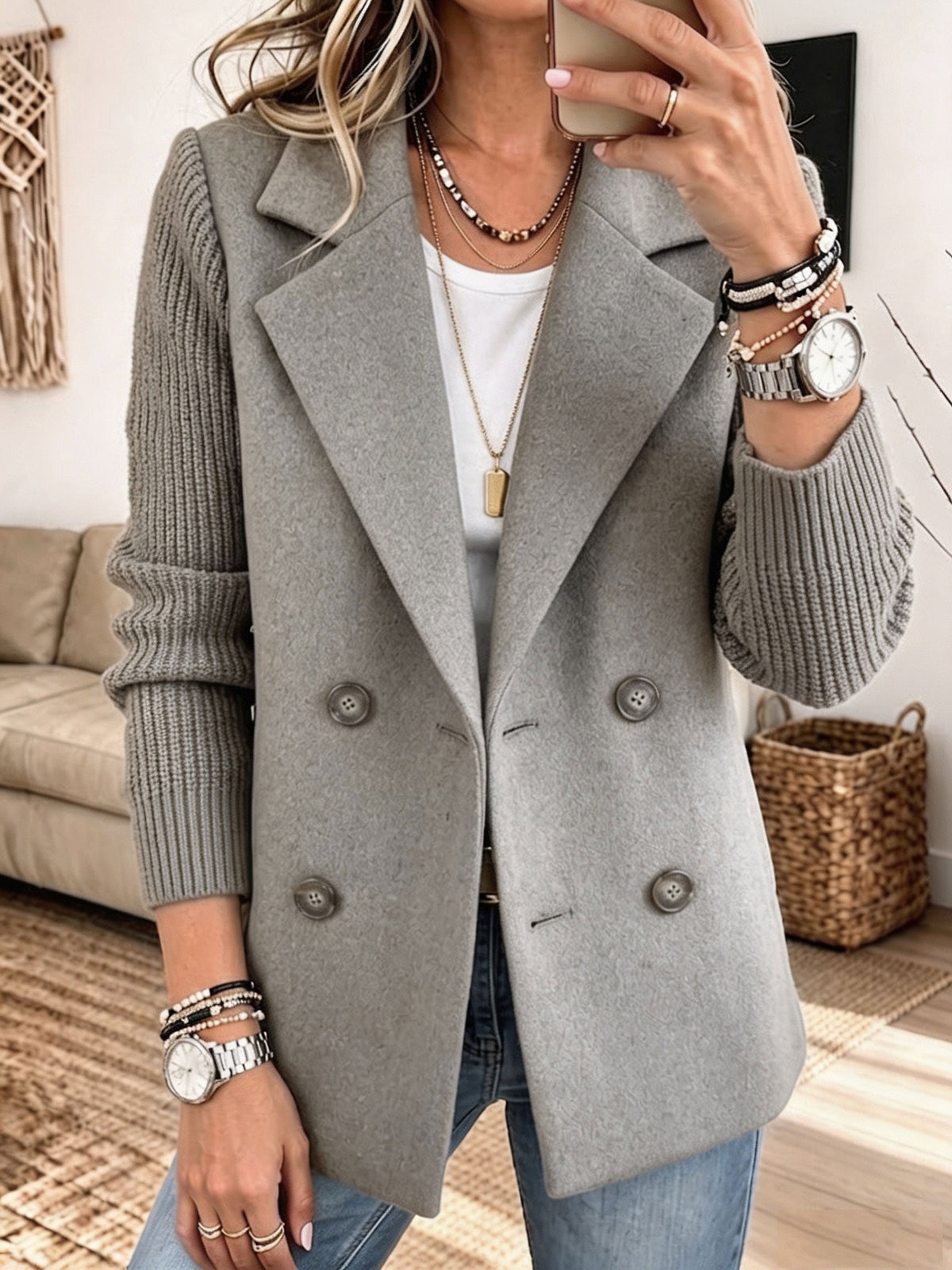 Women's Wool-Blend Double-Breasted Blazer