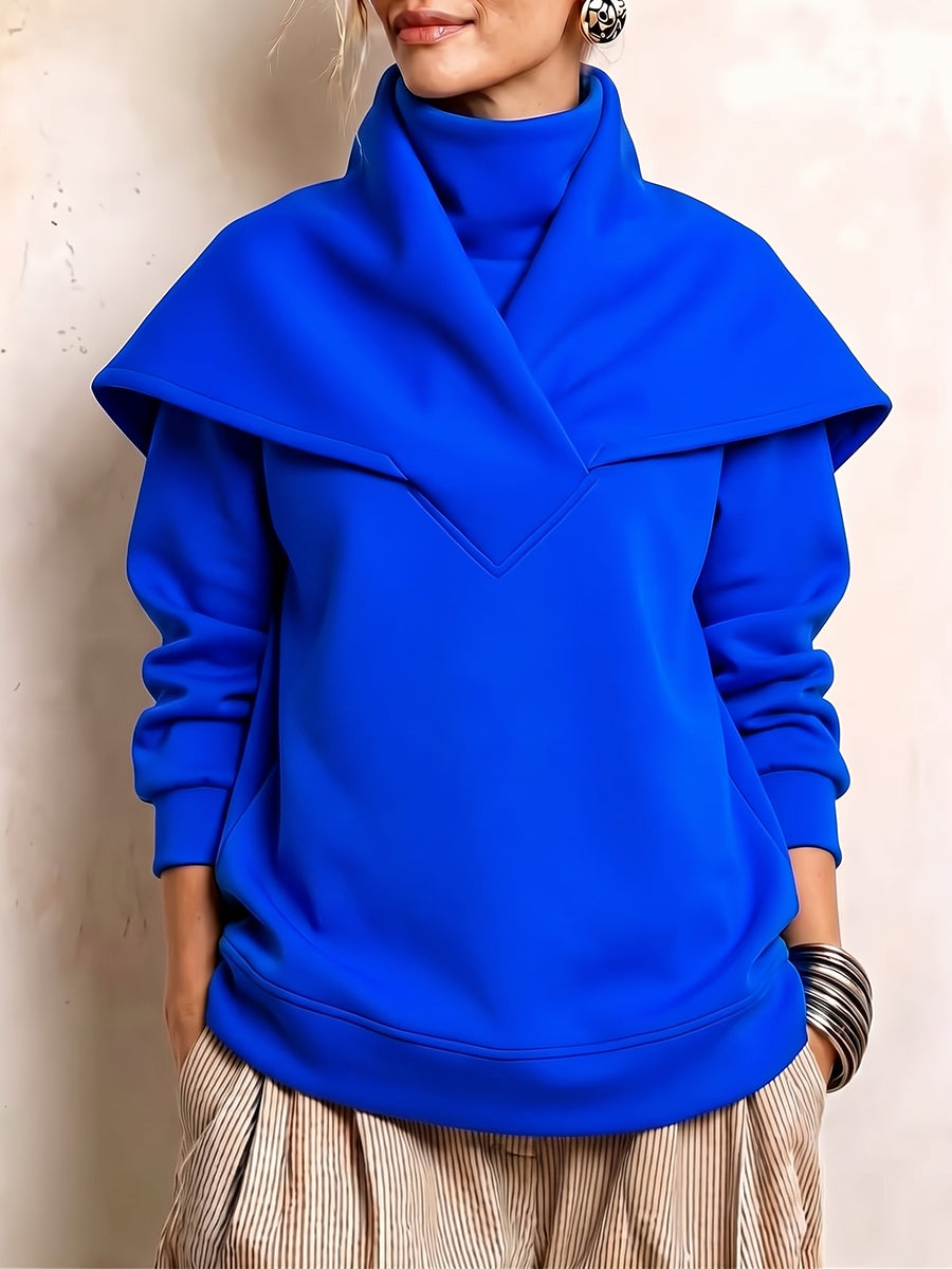 Women's Cotton-Blend Shawl-Collar Sweatshirt