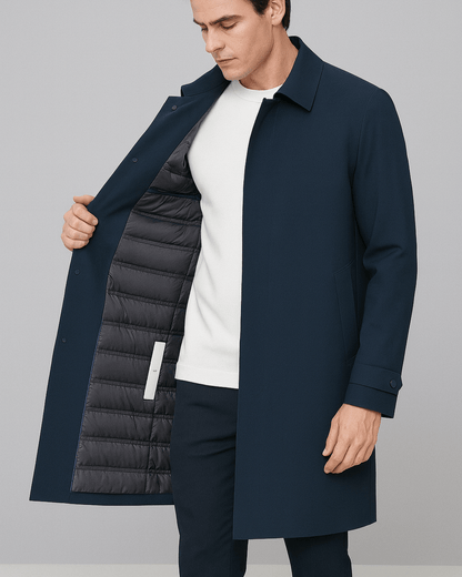 Men's Water-Resistant Down Trench Coat