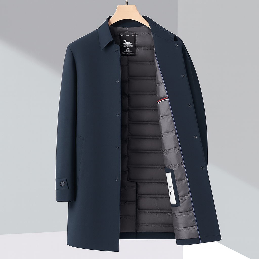Men's Water-Resistant Down Trench Coat