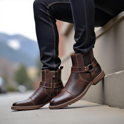 Men's Leather Moto Boots