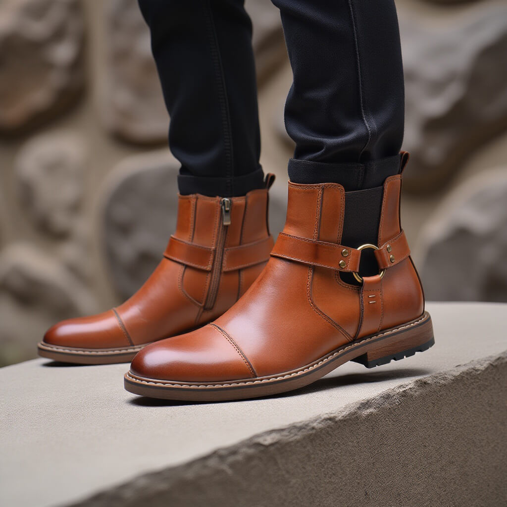 Men's Leather Moto Boots