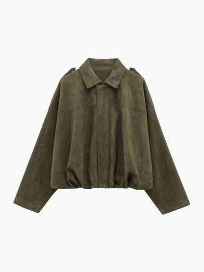 Women's Vegan Suede Bomber Jacket