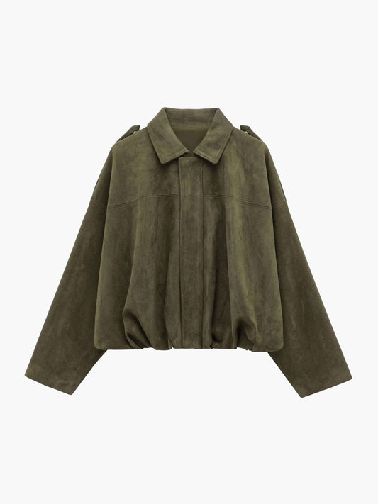 Women's Vegan Suede Bomber Jacket
