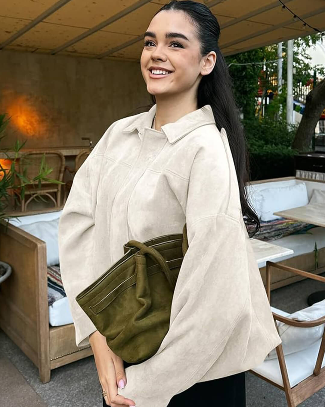 Women's Vegan Suede Bomber Jacket