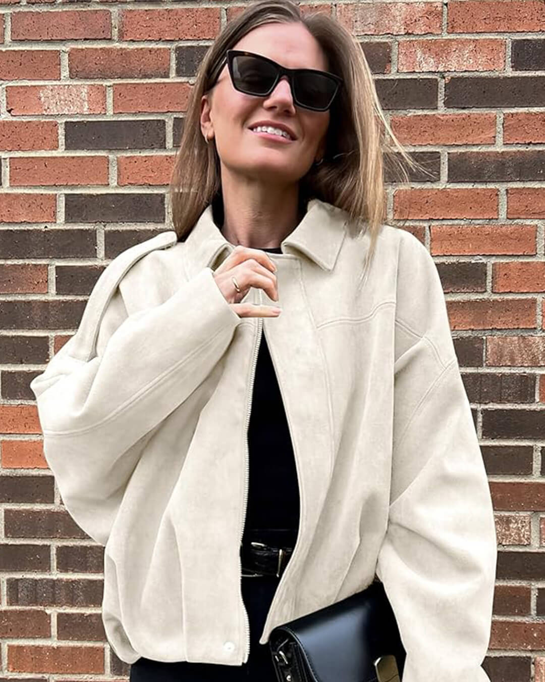 Women's Vegan Suede Bomber Jacket