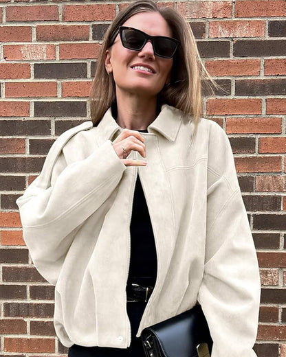 Women's Vegan Suede Bomber Jacket