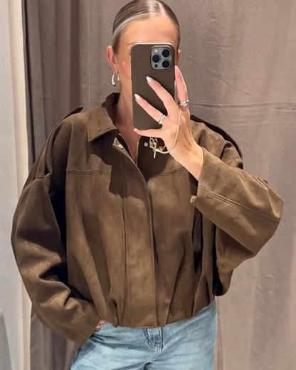 Women's Vegan Suede Bomber Jacket