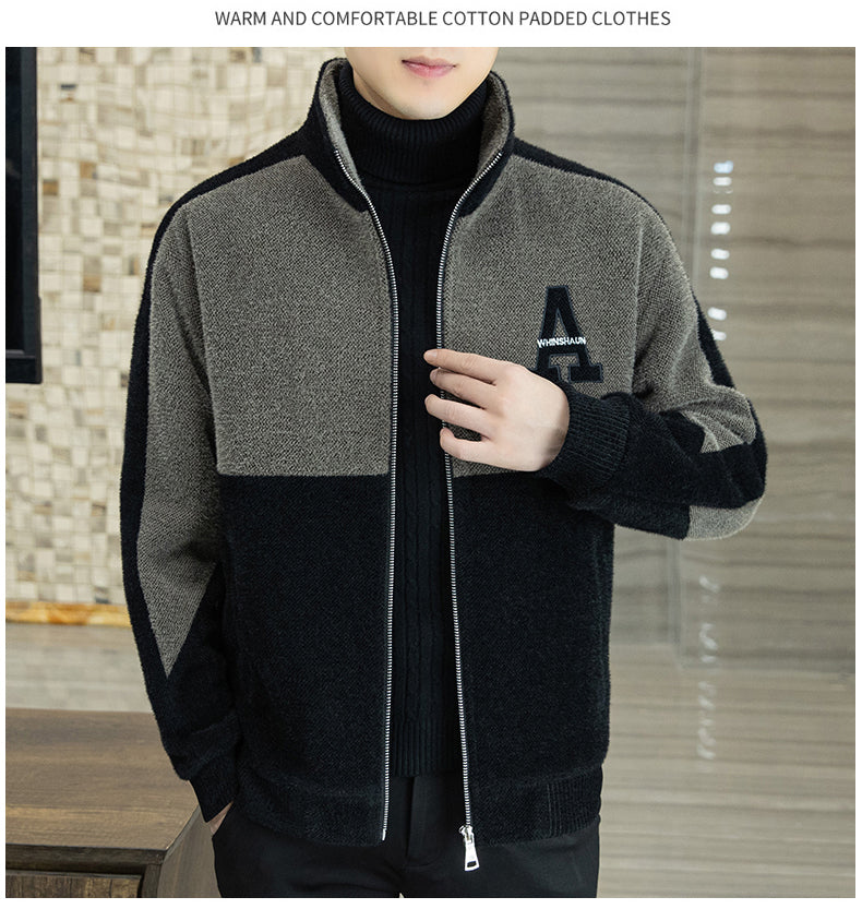 Men's Plush Standing Collar Jacket