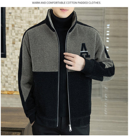 Men's Plush Standing Collar Jacket
