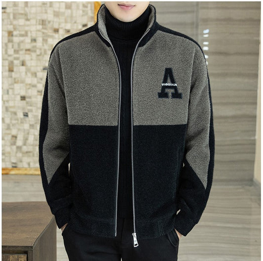 Men's Plush Standing Collar Jacket