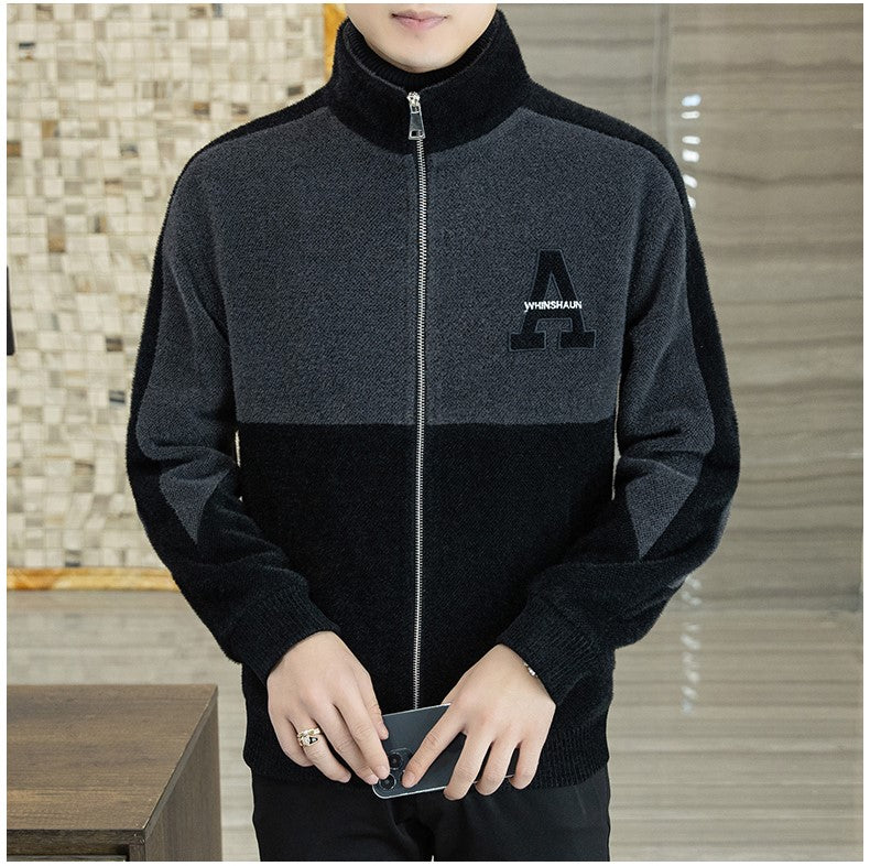 Men's Plush Standing Collar Jacket