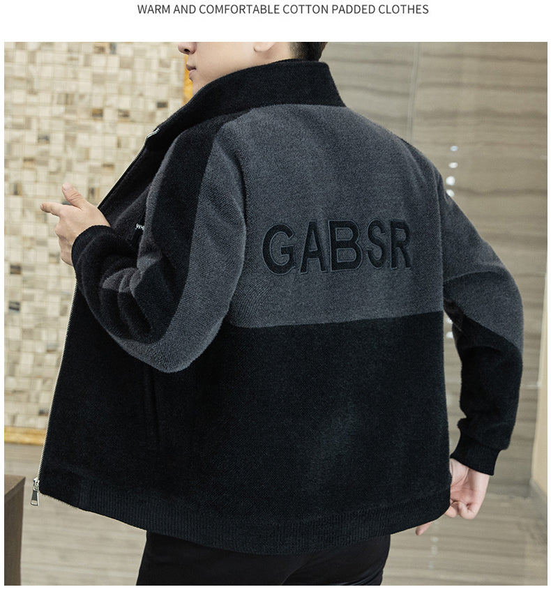 Men's Plush Standing Collar Jacket