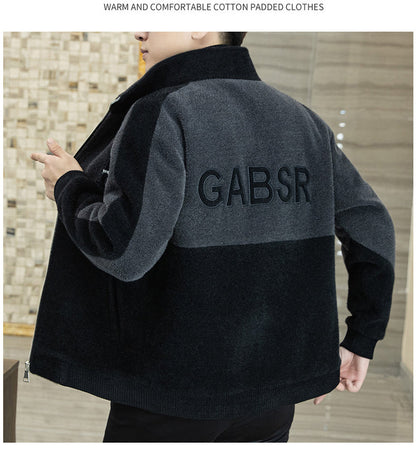 Men's Plush Standing Collar Jacket