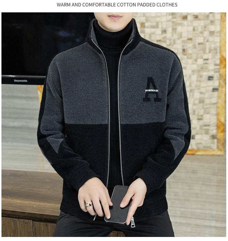 Men's Plush Standing Collar Jacket