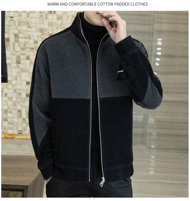 Men's Plush Standing Collar Jacket