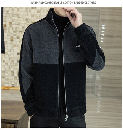 Men's Plush Standing Collar Jacket