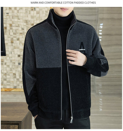 Men's Plush Standing Collar Jacket