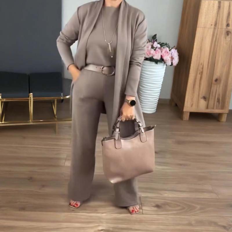 Women's Longline Cardigan, Top & Pants Set