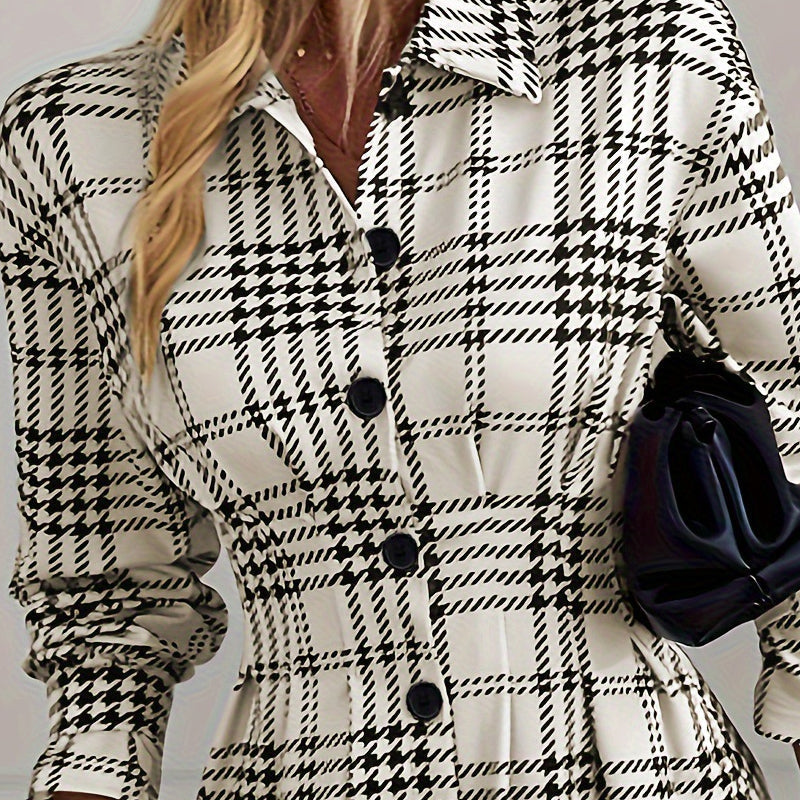 Women's Plaid A-Line Shirt Dress