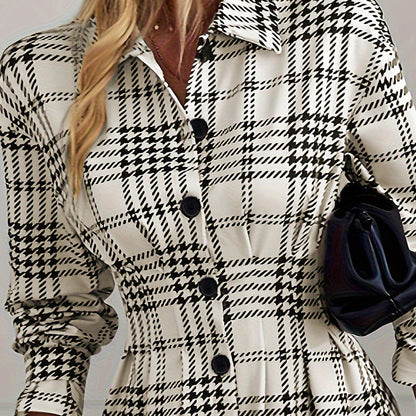 Women's Plaid A-Line Shirt Dress