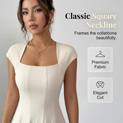 Women's Square-Neck A-Line Midi Dress