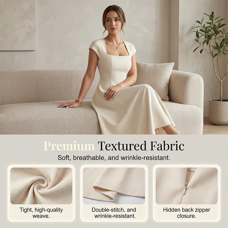 Women's Square-Neck A-Line Midi Dress