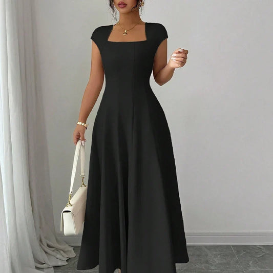 Women's Square-Neck A-Line Midi Dress