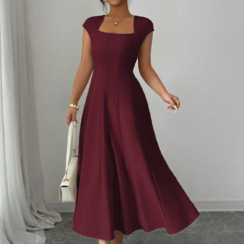 Women's Square-Neck A-Line Midi Dress