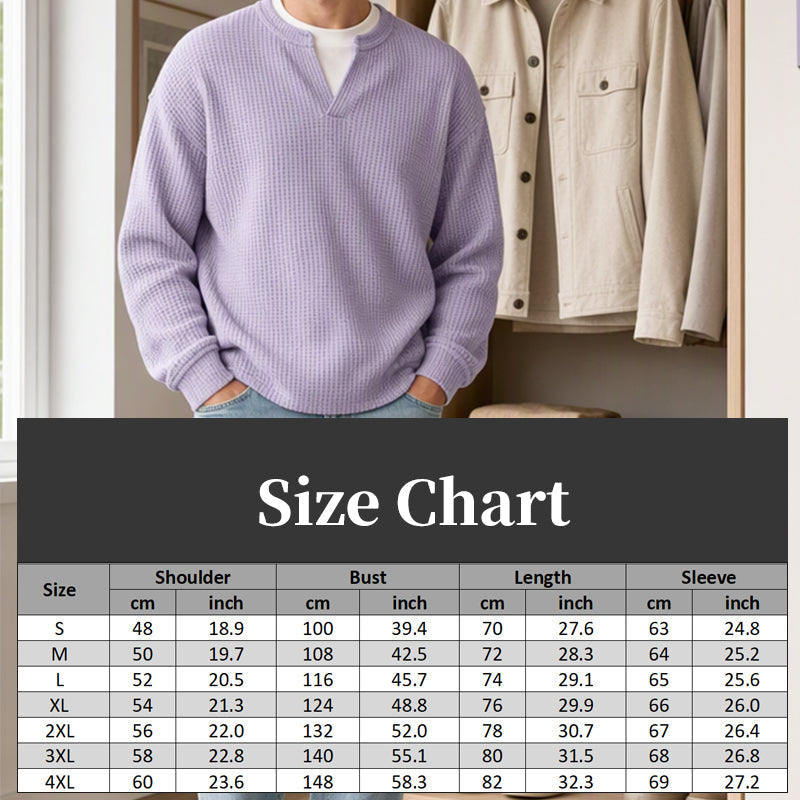Men's Waffle Knit Thermal Pullover Sweater