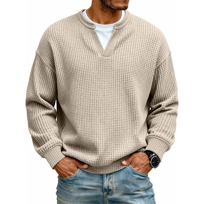 Men's Waffle Knit Thermal Pullover Sweater