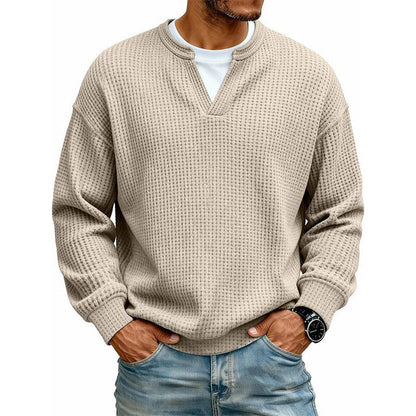 Men's Waffle Knit Thermal Pullover Sweater