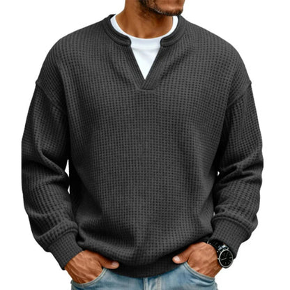 Men's Waffle Knit Thermal Pullover Sweater