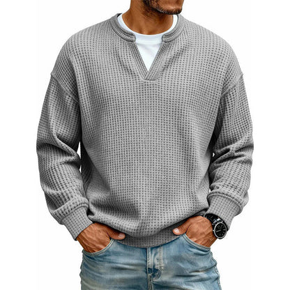 Men's Waffle Knit Thermal Pullover Sweater