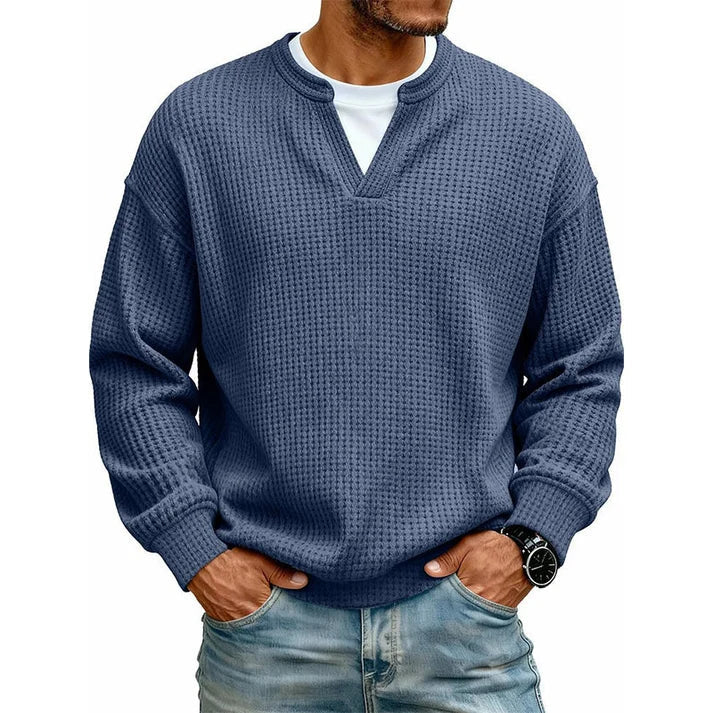 Men's Waffle Knit Thermal Pullover Sweater