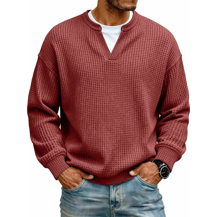 Men's Waffle Knit Thermal Pullover Sweater