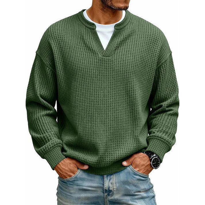 Men's Waffle Knit Thermal Pullover Sweater