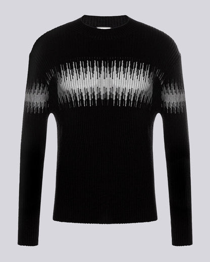 Men's Ribbed Sheer-Panel Sweater